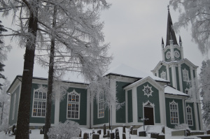 Talvinen kuva Urjalan kirkosta